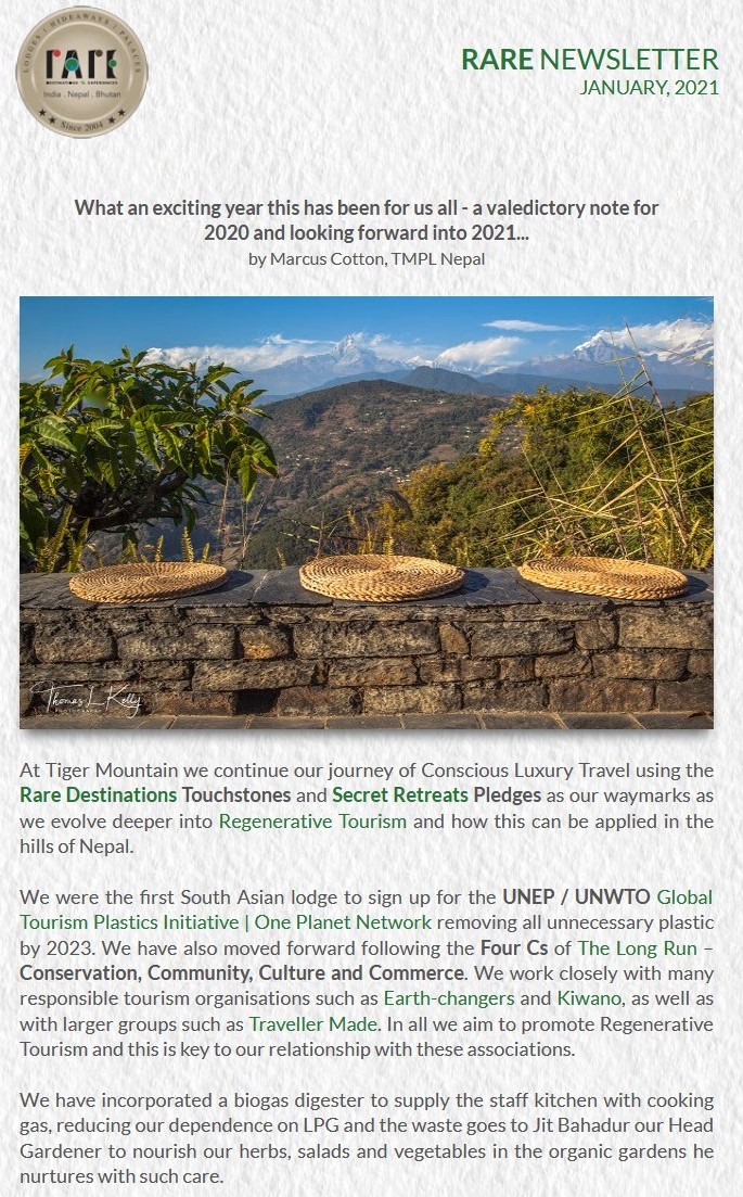 gINKgo I RARE Newsletter I Vol 25 I Jan 2021 I News from Tiger Mountain, Nepal